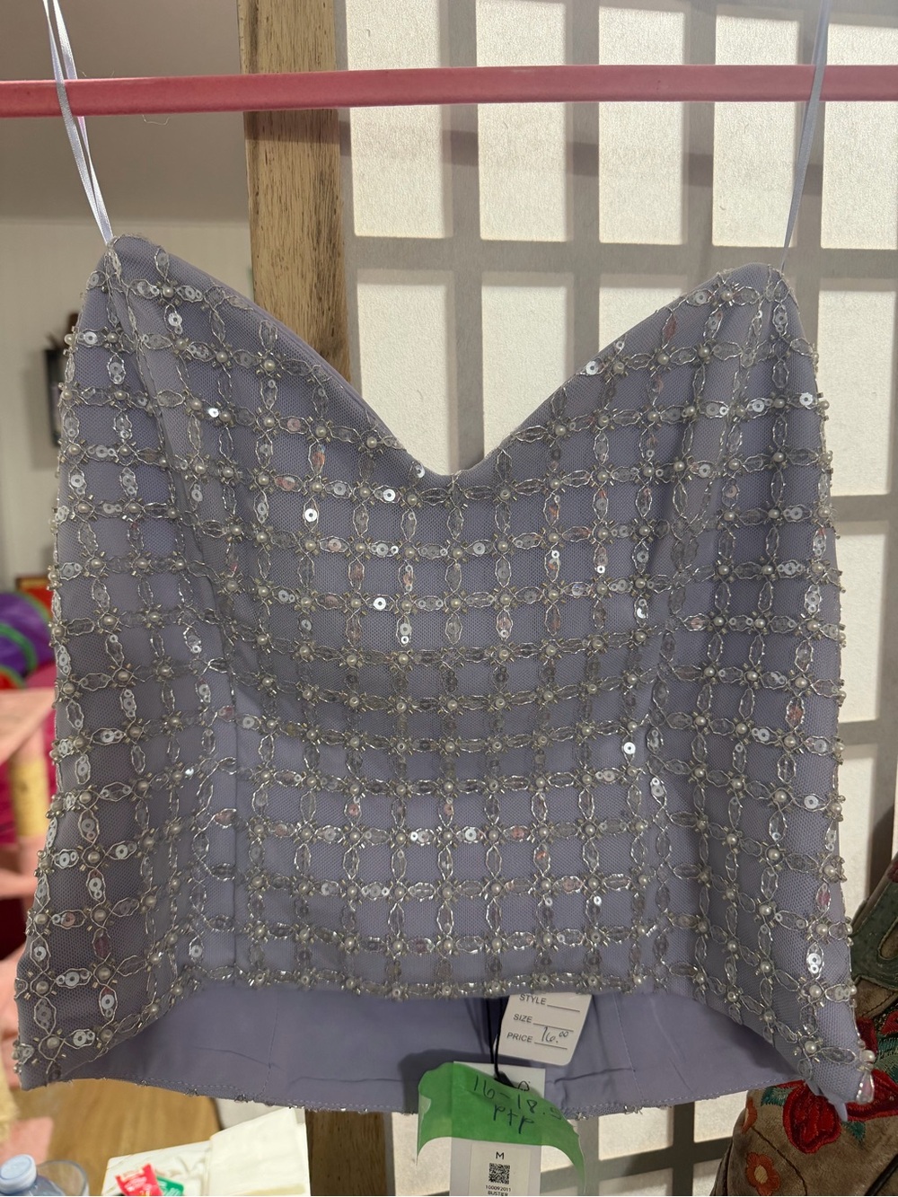 Embellished Lavender Sequin Cami Top